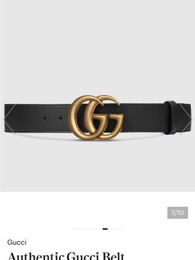 Gucci Black Leather Belt with Gold Double G Buckle